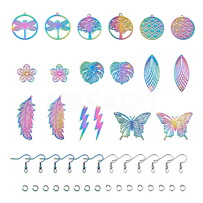 DIY 9 Shapes Colorful Filigree Joiners Stainless Steel Earring Making Kits DIY-BT0001-16MC-1