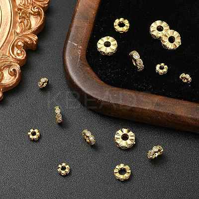 15Pcs 3 Styles Brass Cubic Zirconia Spacer Beads KK-CJ0003-84-1