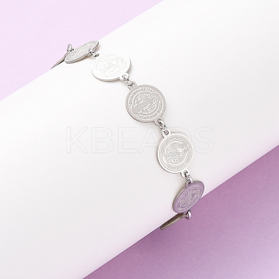 Religion 304 Stainless Steel Link Chain Bracelets for Women LS-BJEW-F524-01P-1