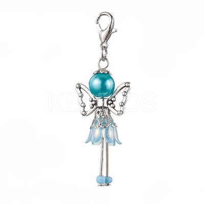 Fairy Glass Pearl Beads Pendant Decorations HJEW-JM02009-1
