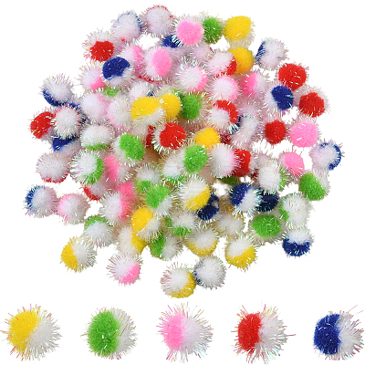 100Pcs 5 Colors Polyester Pom Pom Ball DIY-SC0031-42-1
