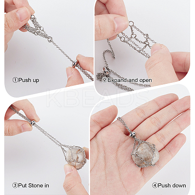 2Pcs 304 Stainless Steel Macrame Pouch Necklace Making for Gemstone Nuggets NJEW-BBC0001-27B-1