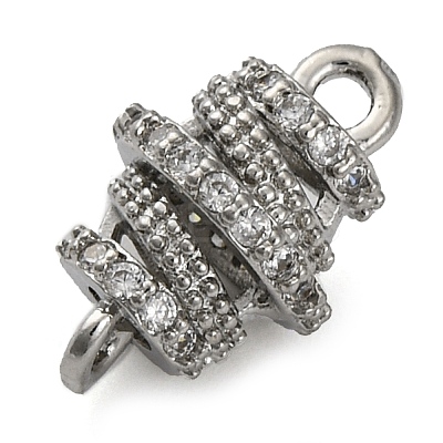 Brass Micro Pave Clear Cubic Zirconia Hollow Oval Connector Charms KK-A230-05C-P-1