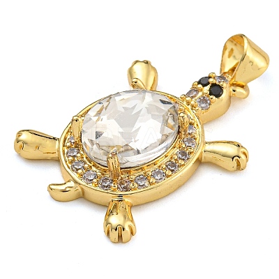 Tortoise Rack Plating Brass Micro Pave Cubic Zirconia Charms KK-G513-78A-05G-1