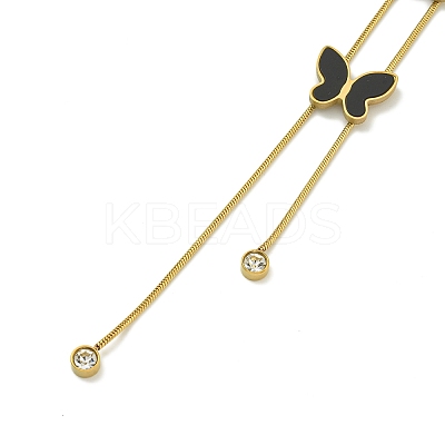 Ion Plating(IP) 304 Stainless Steel Enamel & Shell Butterfly Pendant Necklaces NJEW-C057-04G-1