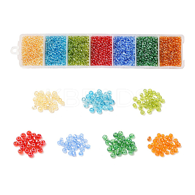 3500Pcs 7 Colors 12/0 Glass Round Seed Beads SEED-YW0001-20-1