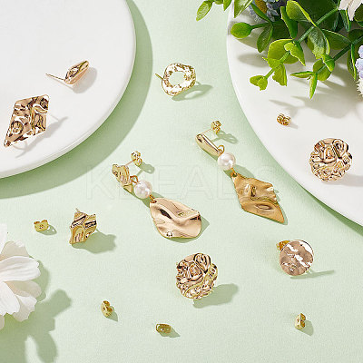 12Pcs 6 Style Brass Stud Earring Findings KK-BBC0007-01-1