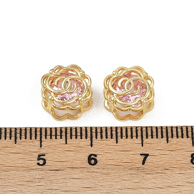 Brass Micro Pave Cubic Zirconia Beads KK-C093-08G-02-1