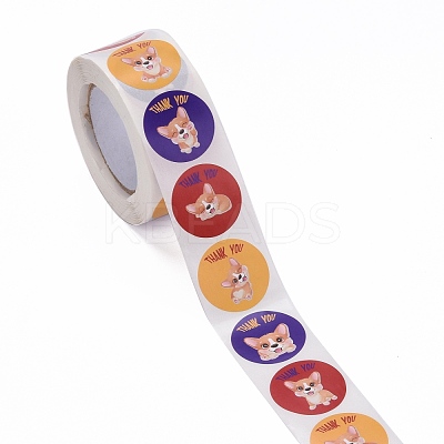 Flat Round Paper Thank You Stickers DIY-C042-12F-1
