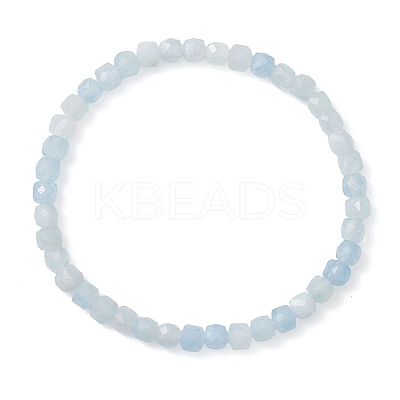 Natural Aquamarine Beaded Stretch Bracelets for Women BJEW-JB13335-02-1