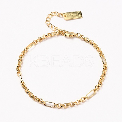 Brass Figaro Chain Bracelets LS-BJEW-H537-01G-1