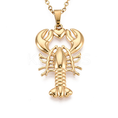 304 Stainless Steel Pendant Necklaces NJEW-T018-32G-1