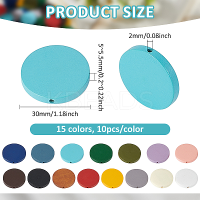 150Pcs 15 Colors Painted Natural Wood Beads WOOD-PH0003-36-1