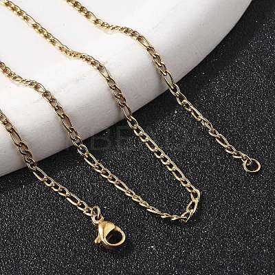 Ion Plating(IP) 304 Stainless Steel Figaro Chain Necklaces STAS-K168-02G-1