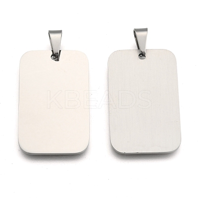 Tarnish Resistant Rectangle Tag Pendants STAS-H061-04-1