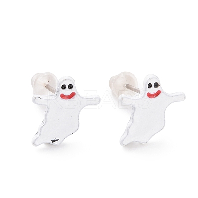 Alloy Ghost Stud Earrings with Steel Pin EJEW-E143-10-1