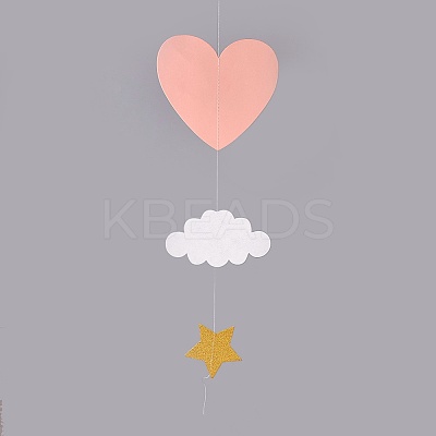 Kindergarten Window Hanging 3D Paper Heart Cloud Ornaments HJEW-WH0002-02-1