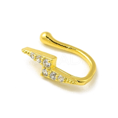 Clear Cubic Zirconia Lightning Bolt Clip on Nose Rings LS-AJEW-F059-06G-1