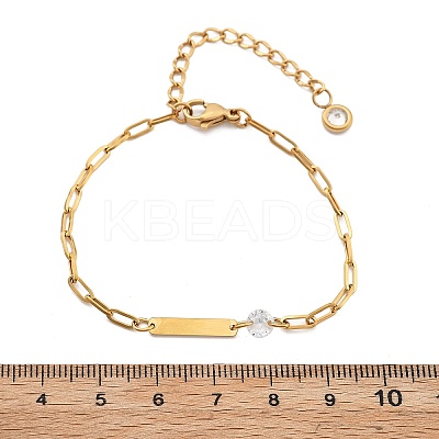304 Stainless Steel Paperclip Chain Bracelets BJEW-A035-04G-02-1