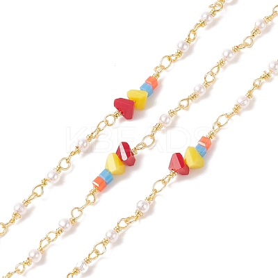 CCB Imitation Pearl & Glass Beaded Chains CHC-P009-13G-1