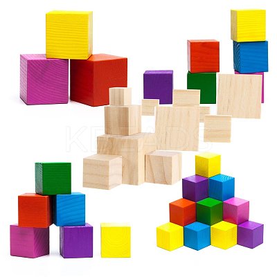 Solid Cube Wooden Block DIY-BC0010-04-1