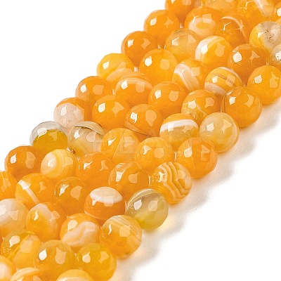 Natural Striped Agate/Banded Agate Beads Strands G-A246-8mm-08-1