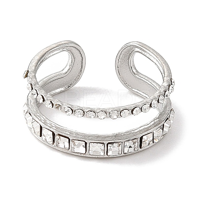 304 Stainless Steel Open Cuff Ring for Women RJEW-F166-09P-02-1