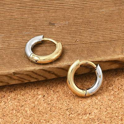 201 Stainless Steel Two Tone Hoop Earrings EJEW-Q002-01G-01-1