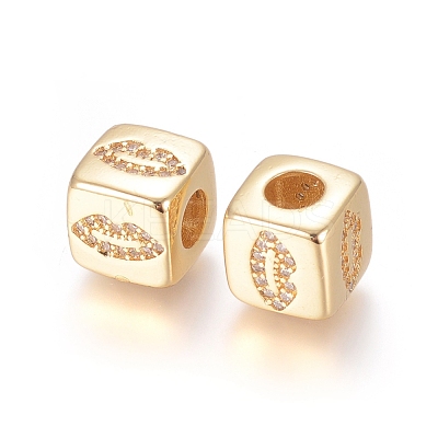 Brass Micro Pave Cubic Zirconia European Beads ZIRC-G162-14G-02-1