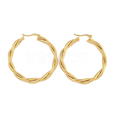 304 Stainless Steel Twist Ring Hoop Earrings for Women EJEW-U022-14G-1