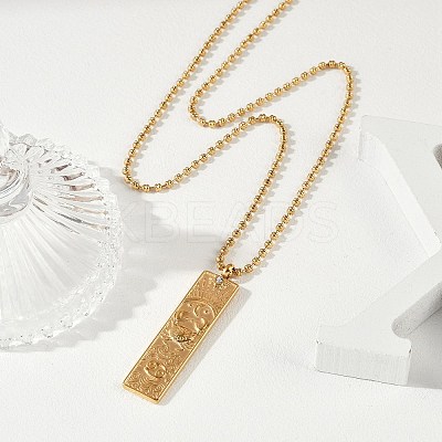304 Stainless Steel Clear Cubic Zirconia Rectangle Constellation Pendant Necklaces for Women Men NJEW-S435-01G-D-1