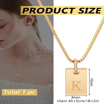 1Pc Stainless Steel Letter Rectangle Pendant Necklaces NJEW-LP0001-34K-G-1