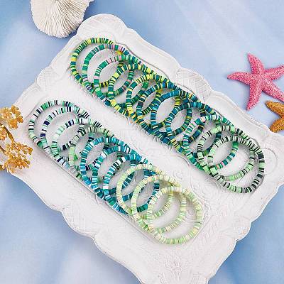 Handmade Polymer Clay Heishi Surfer Stretch Bracelets Set BJEW-SW00099-04-1
