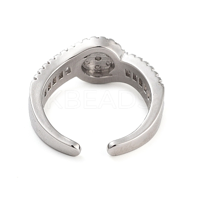 Rack Plating Brass Micro Pave Cubic Zirconia Round Open Cuff Rings for Women RJEW-C080-07P-1