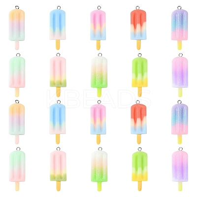 10Pcs 10 Styles Gradient Color Opaque Resin Pendants RESI-YW0005-22-1