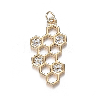 Brass Micro Clear Cubic Zirconia Pendants ZIRC-F120-073G-1