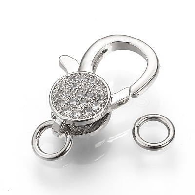 Brass Micro Pave Cubic Zirconia Lobster Claw Clasps ZIRC-S058-21P-1
