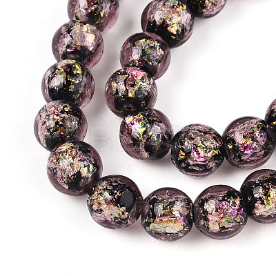 Handmade Foil Glass Beads Strands FOIL-N029-05A-1