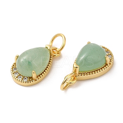 Natural Green Aventurine Teardrop Charms G-A034-01G-01-1