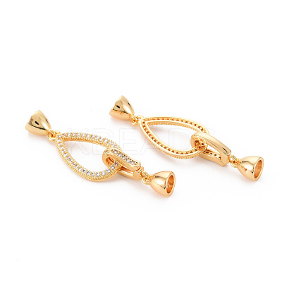 Brass Micro Pave Clear Cubic Zirconia Fold Over Clasps KK-S354-316-NF-1