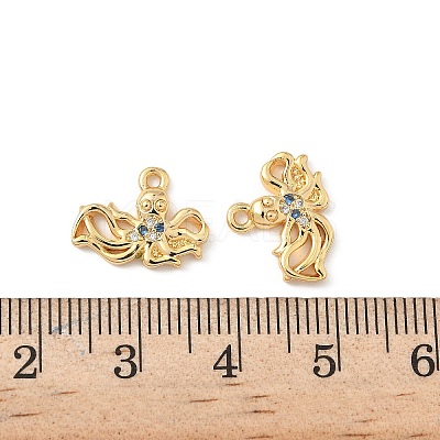 Brass Micro Pave Cubic Zirconia Charms KK-C099-01F-G-1