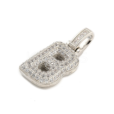 Brass Micro Pave Clear Cubic Zirconia Pendants KK-B099-01P-B-1