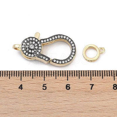 Flat Round Brass Micro Pave Clear Cubic Zirconia Lobster Claw Clasps KK-U062-26G-1