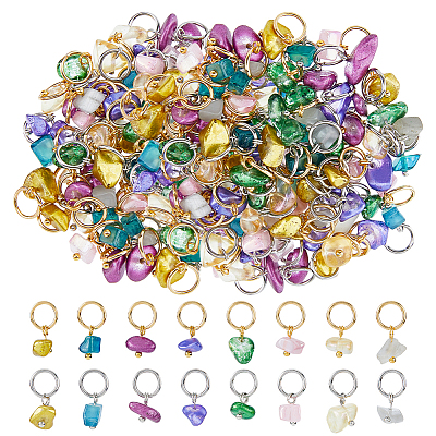 96Pcs 16 Styles Glass Pendants PALLOY-FH00075-1