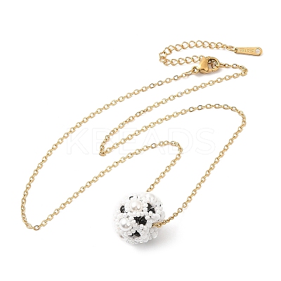 Shell Pearl Beaded Flower Pendant Necklace NJEW-MZ00018-1