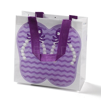 Summer Beach Theme Printed Flip Flops Non-Woven Reusable Folding Gift Bags with Handle ABAG-F009-E06-1