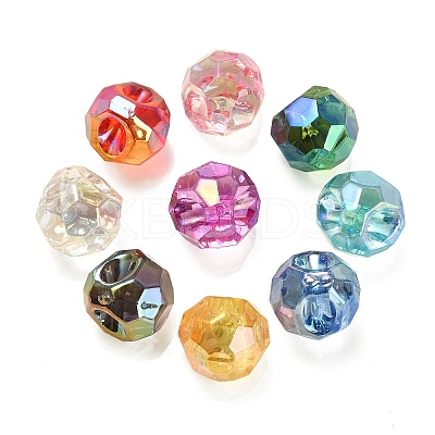 UV Plating Rainbow Iridescent Acrylic European Beads OACR-F006-05-1