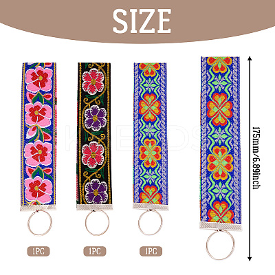 Polyester Floral Embroidered Jacquard Ribbon Keychain KEYC-TAC00045-1