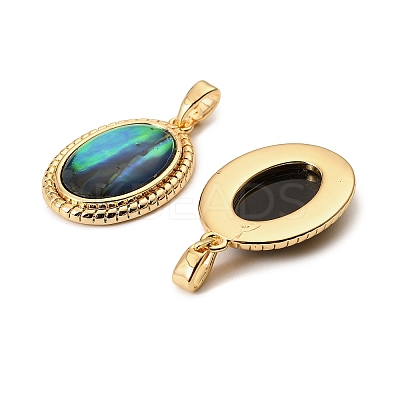 Natural Paua Shell Oval Pendants KK-G538-24G-1