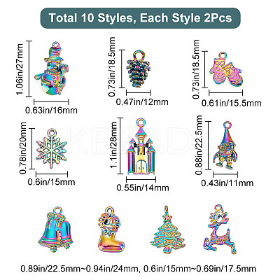 20Pcs 10 Style Alloy Pendants FIND-CN0001-41-1